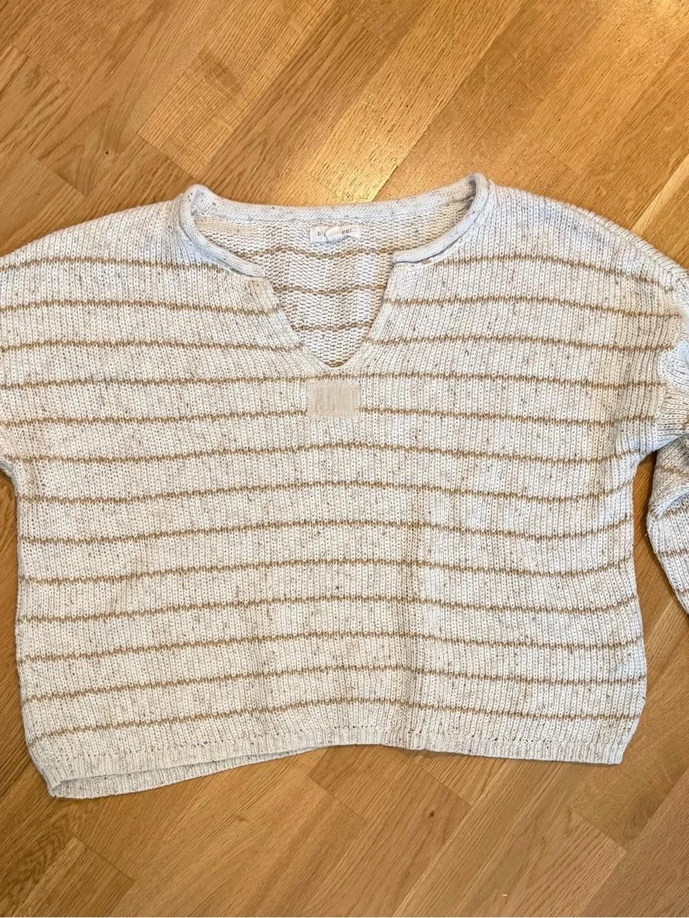 Blu Pepper Cream Sweater with Tan Stripes - Picture 1 of 8